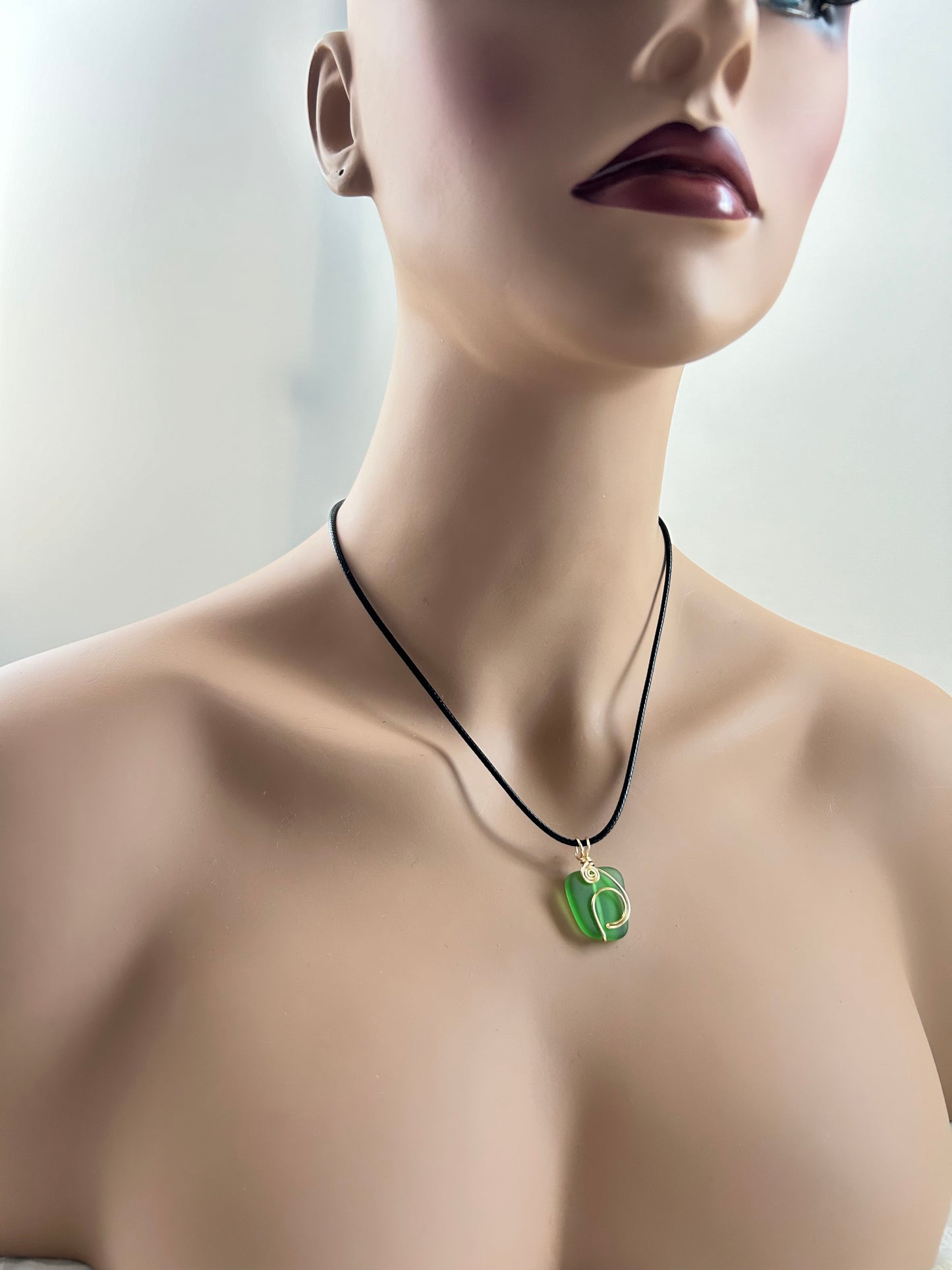 Sea Glass Island Wave Green Ocean Life Pendant