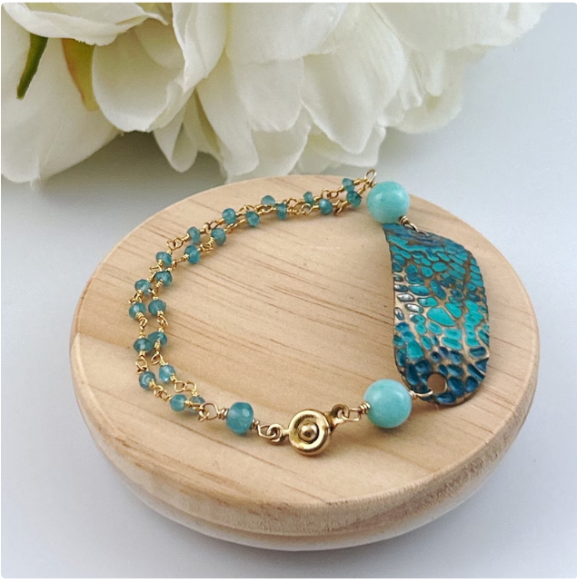 Blue Corals Under the Sea Mixed Metal Bracelet