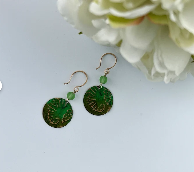 Green Hawaii Fern Mixed Metal Earring