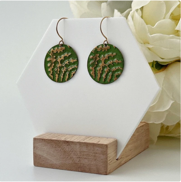 Green Hawaii Fern Mixed Metal Earring