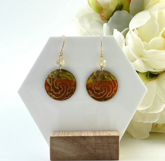 Surf Waves Golden Sun with Citrine Mixed Metal Earring