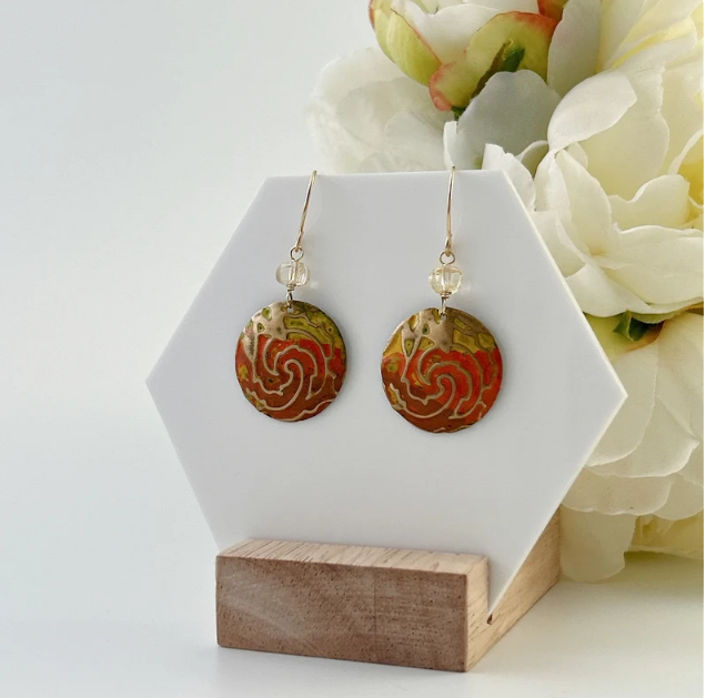 Surf Waves Golden Sun with Citrine Mixed Metal Earring