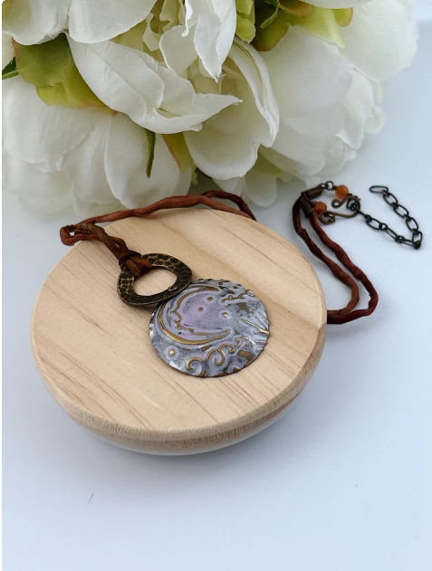 Island Moon Mixed Metal Necklace - Handcrafted Boho Jewelry