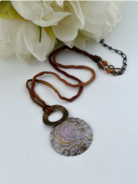 Island Moon Mixed Metal Necklace - Handcrafted Boho Jewelry