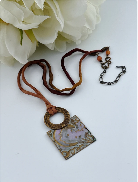 Island Moon Mixed Metal Necklace - Handcrafted Boho Jewelry