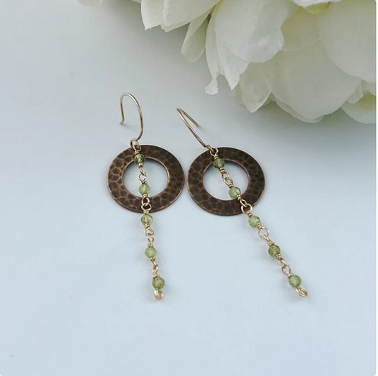 New Moon Circle Dewdrop Mixed Metal Earring