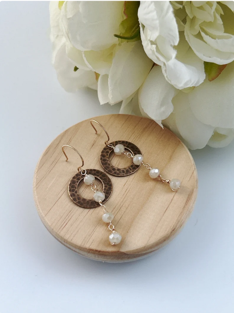 New Moon Circle Dewdrop Mixed Metal Earring