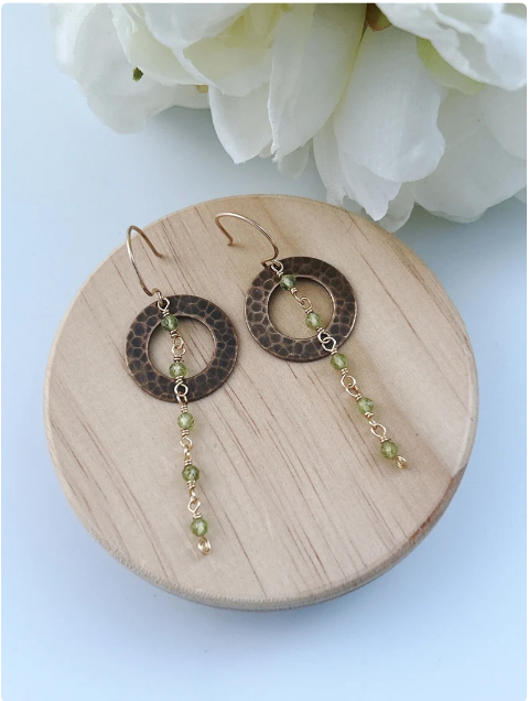 New Moon Circle Dewdrop Mixed Metal Earring