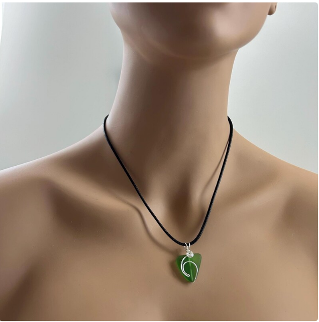 Sea Glass Island Wave Green Ocean Life Pendant