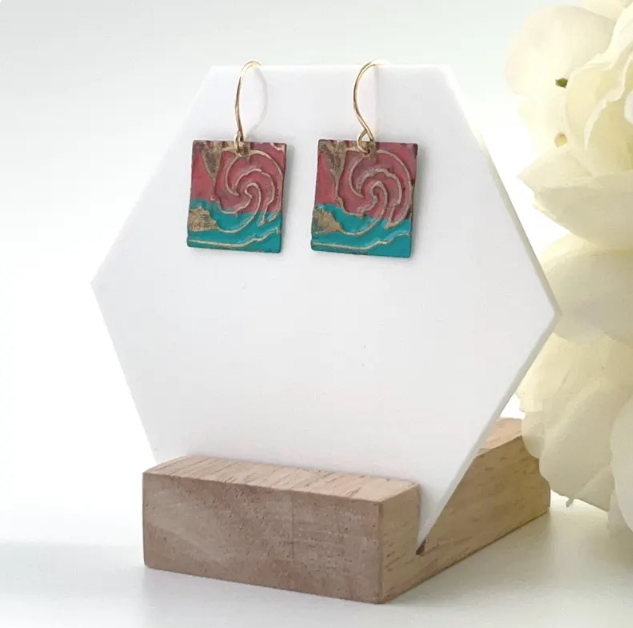 Surf Wave & Sun Mixed Metal Earring