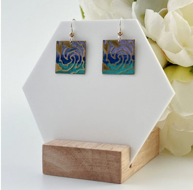 Surf Wave & Sun Mixed Metal Earring