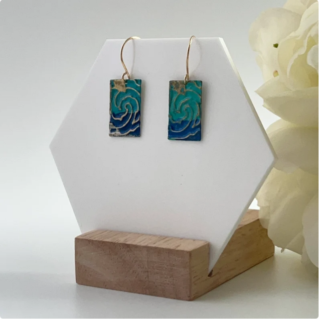 Surf Wave & Sun Mixed Metal Earring