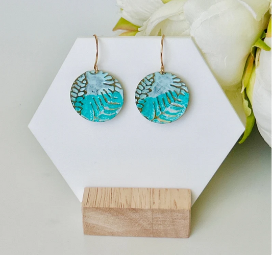 Turquoise Fern Mixed Metal Earring