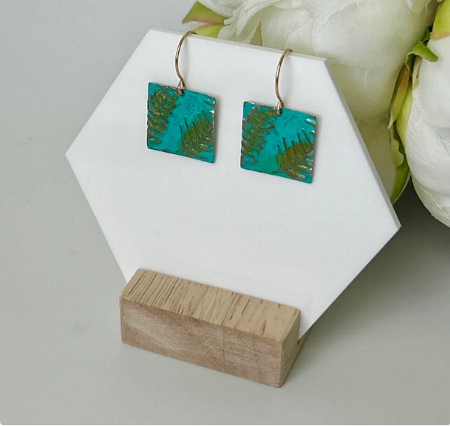 Turquoise Fern Mixed Metal Earring