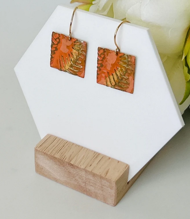 Yellow Fern Mixed Metal Earring