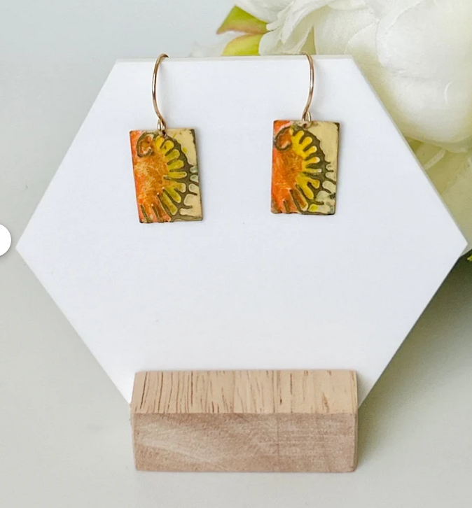 Yellow Fern Mixed Metal Earring