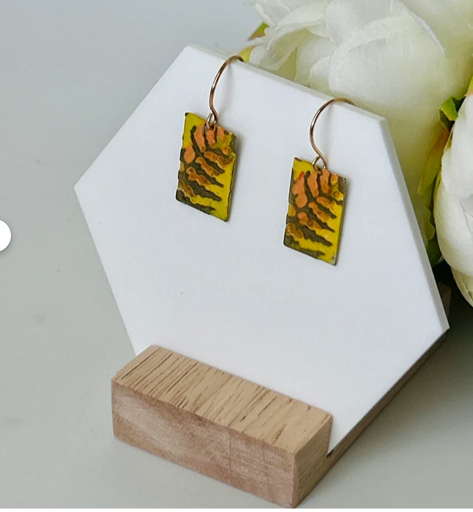 Yellow Fern Mixed Metal Earring